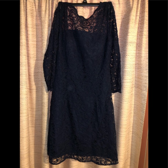 Belsoie Navy Lace Bridesmaid Dress - Picture 1 of 3